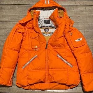 Bogner Sports Club Ski Down Hooded Orange Jacket Men's US Size 40